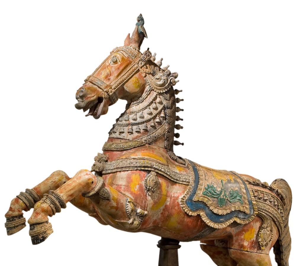 Veeran Ritual Horse (detail), Late 19th Century, Tamil Nadu, India, wood, paint. Collection Mingei International Museum. Photo by Lynton Gardiner. 2001-67-001.