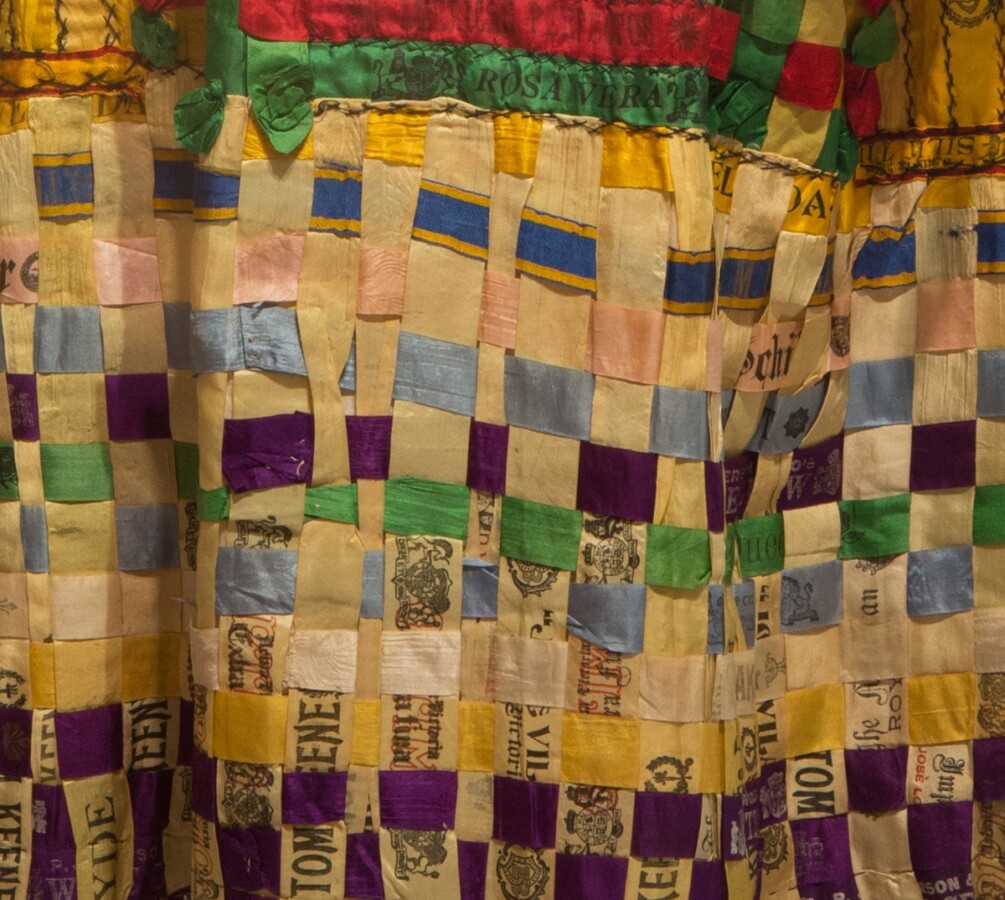 Cigar Silk Dress, 1880s, Unidentified maker, U.S.A, Silk, cotton. Collection Mingei International Museum, Gift of Annie Metzger and Susan Shershow, 2016-266-004A-B. Photo by Katie Gardner.