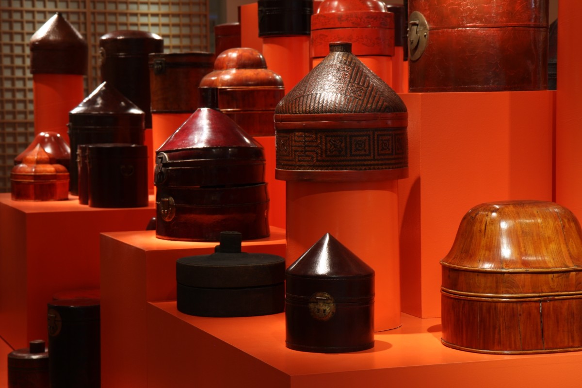 Installation view of the exhibition Fifty-Six Chinese Hat Boxes and One Hat. Photo by Anthony Scoggins.