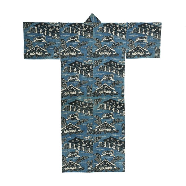 Summer Kimono (Yukata), Keisuke Serizawa, 20th century, Japan, cotton, indigo. Collection Mingei International Museum. Gift of Martha W. Roth. Photo by Lynton Gardiner. 1998-60-001.